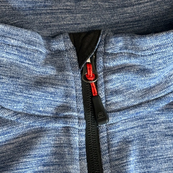 Avalanche Blue Marled Quarter Zip Long Sleeve Stretch Pullover Stand Up Collar - Picture 5 of 6